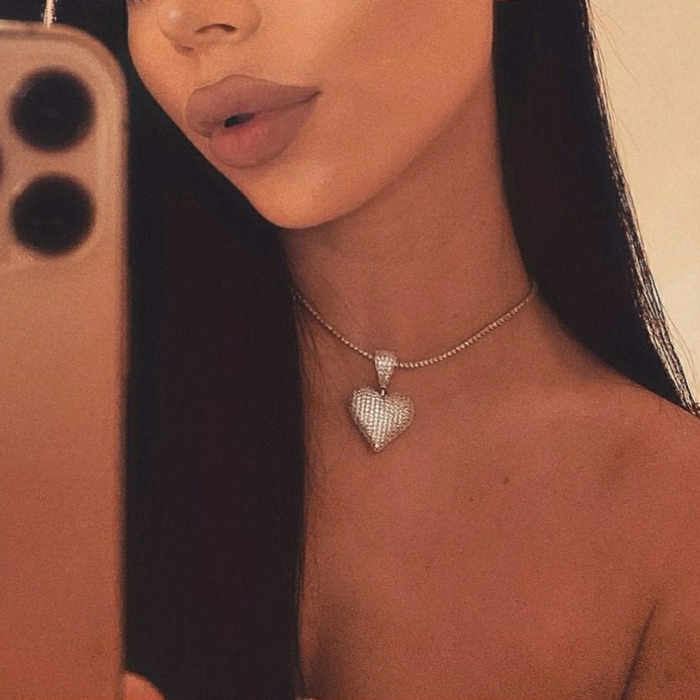 1" Puff Heart Necklace